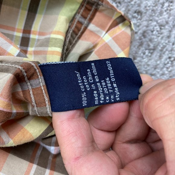 Tommy Hilfiger Shirt Men Medium M Brown Yellow Plaid Button Up Pocket Casual - Picture 7 of 11